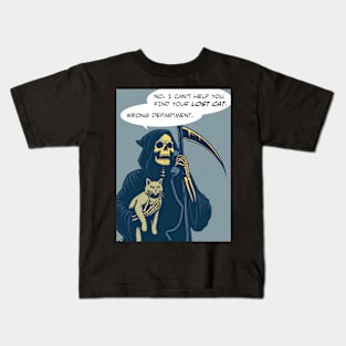 Grim Reaper lost cat wrong department Kids T-Shirt